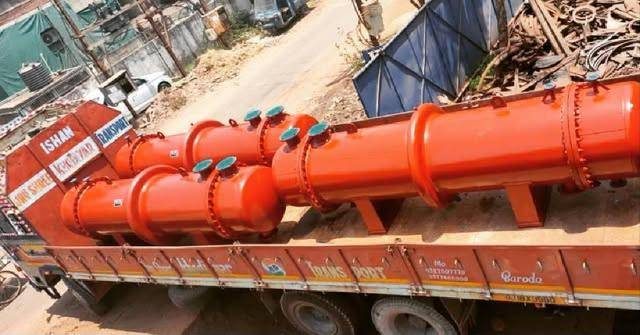 Shell & tube heat exchangers loaded for dispatch